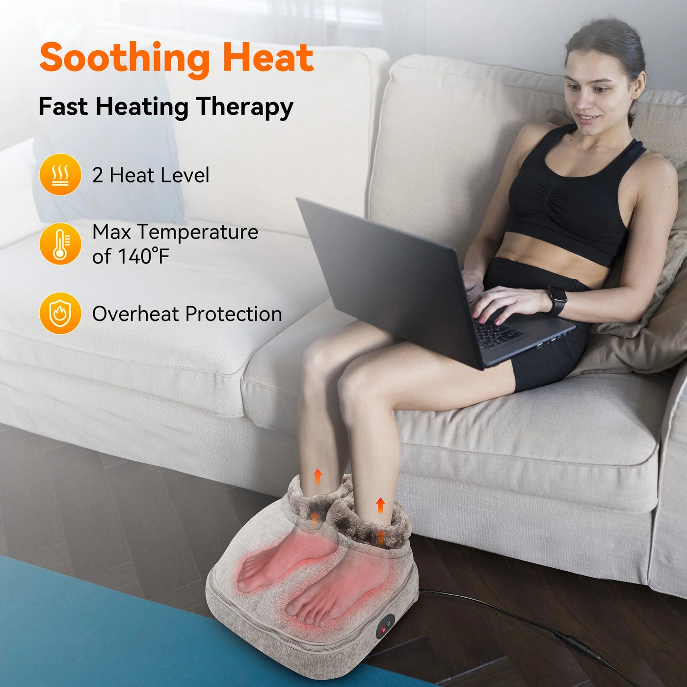 Shiatsu Foot Massager with Heat – Foot Warmer for Blood Circulation & Pain Relief