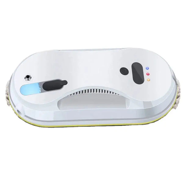 White robotic window cleaner with control buttons and indicator lights